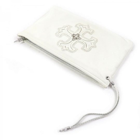 CHROME HEARTS Clutch bag leather White Silver