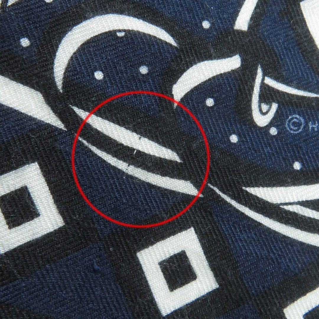HERMES scarf cashmere Navy Calegean 140 Fouets and Badines Whips and Grips