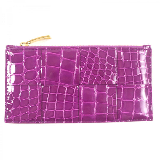 BOTTEGAVENETA Coin case Main: Patent leather purple Cassette Long Zipper Card Case Women Used Authentic