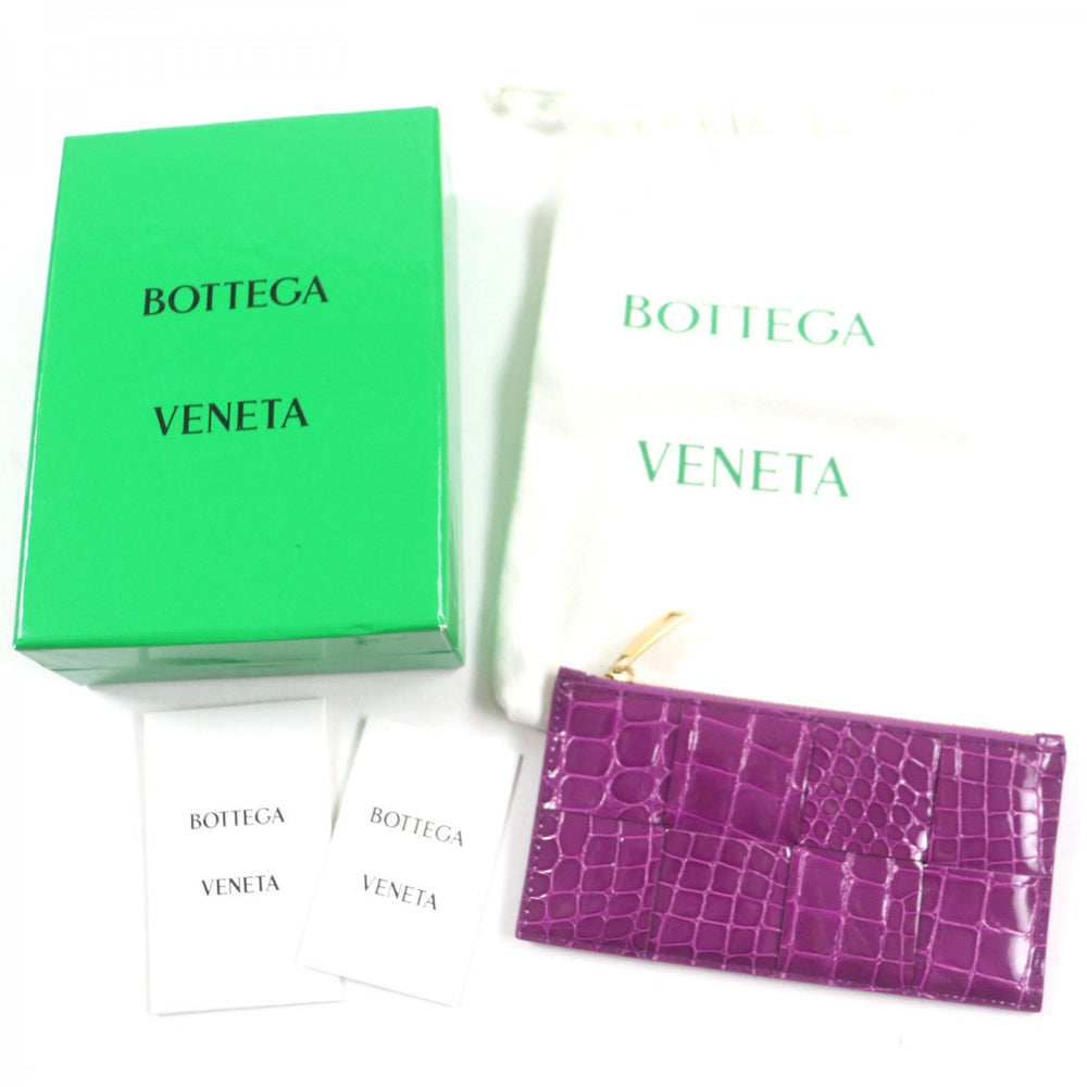 BOTTEGAVENETA Coin case Main: Patent leather purple Cassette Long Zipper Card Case Women Used Authentic