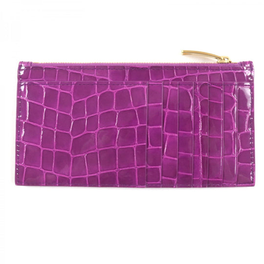 BOTTEGAVENETA Coin case Main: Patent leather purple Cassette Long Zipper Card Case Women Used Authentic