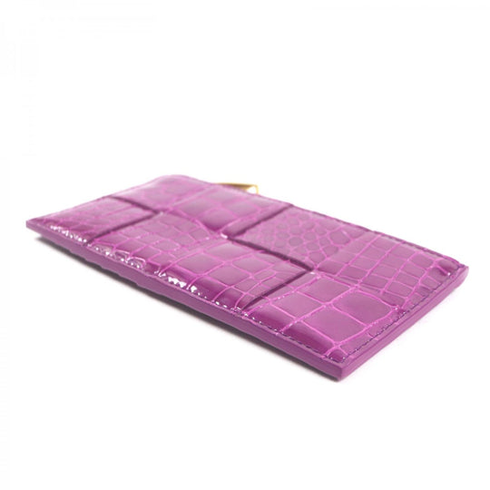 BOTTEGAVENETA Coin case Main: Patent leather purple Cassette Long Zipper Card Case Women Used Authentic