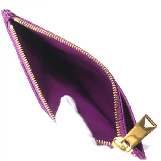 BOTTEGAVENETA Coin case Main: Patent leather purple Cassette Long Zipper Card Case Women Used Authentic