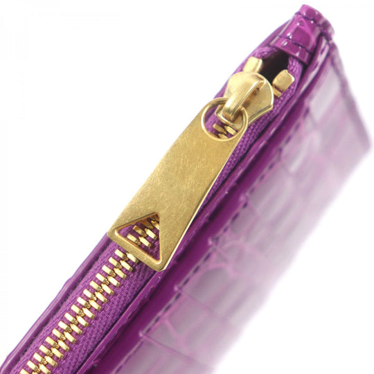 BOTTEGAVENETA Coin case Main: Patent leather purple Cassette Long Zipper Card Case Women Used Authentic