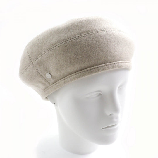 HERMES beret Outer: 100% cashmere, Lining: 65% rayon, Lining: 35% silk, Part: 100% polyester GREGE Saint Honore Charm Women 58 Used Authentic