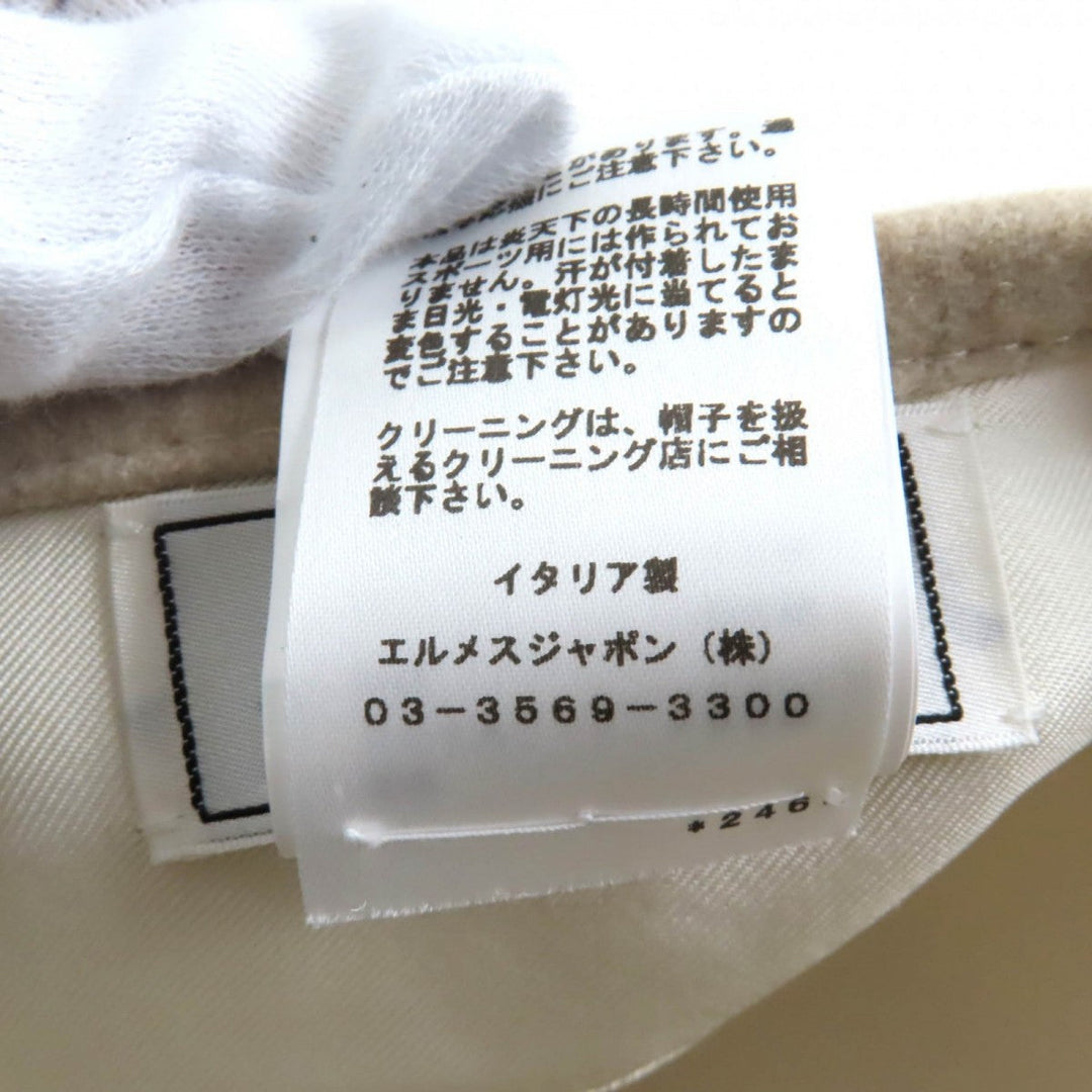HERMES beret Outer: 100% cashmere, Lining: 65% rayon, Lining: 35% silk, Part: 100% polyester GREGE Saint Honore Charm Women 58 Used Authentic