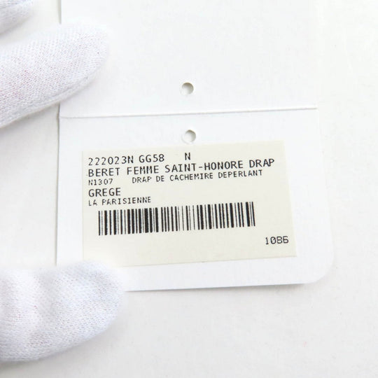 HERMES beret Outer: 100% cashmere, Lining: 65% rayon, Lining: 35% silk, Part: 100% polyester GREGE Saint Honore Charm Women 58 Used Authentic