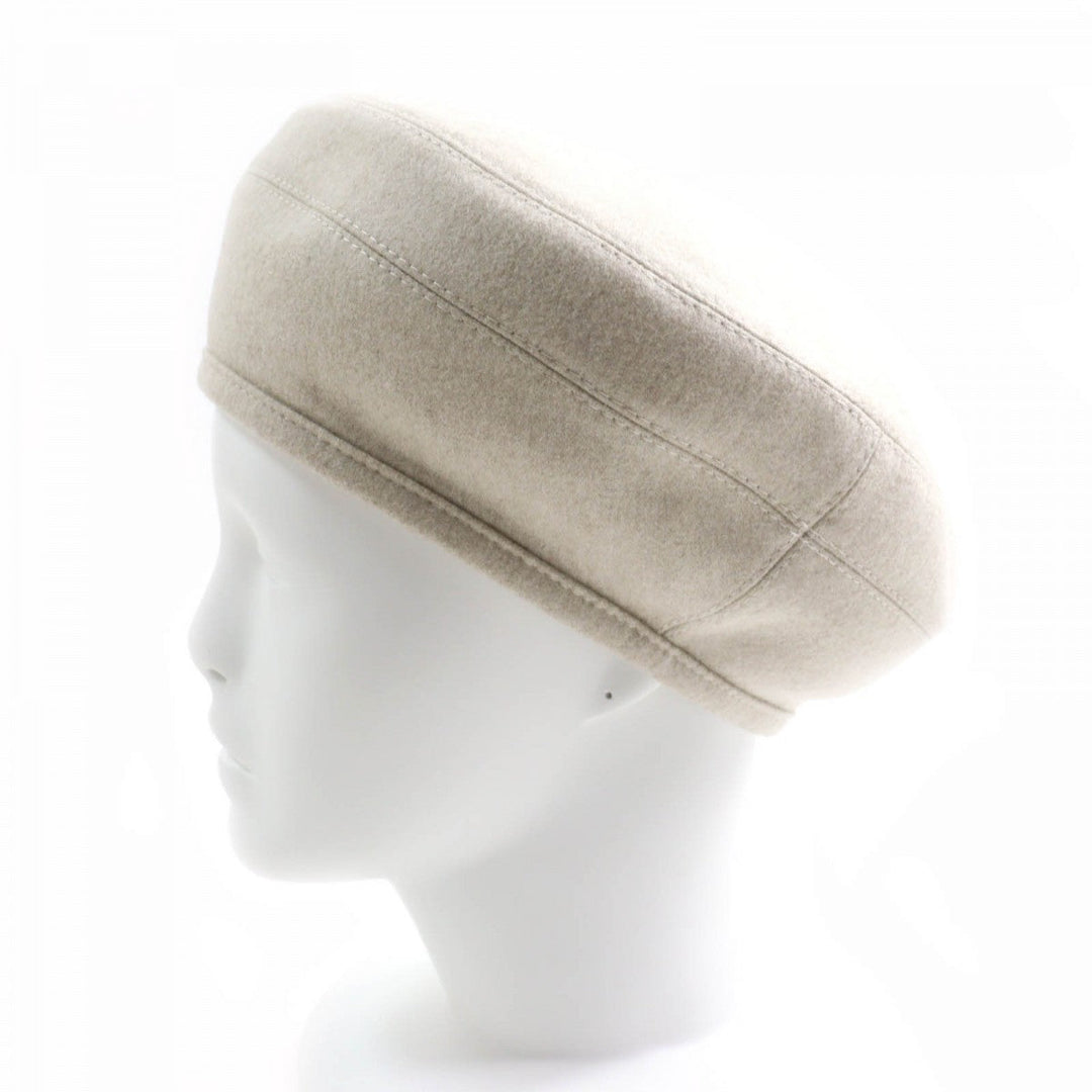 HERMES beret Outer: 100% cashmere, Lining: 65% rayon, Lining: 35% silk, Part: 100% polyester GREGE Saint Honore Charm Women 58 Used Authentic