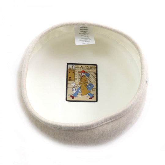 HERMES beret Outer: 100% cashmere, Lining: 65% rayon, Lining: 35% silk, Part: 100% polyester GREGE Saint Honore Charm Women 58 Used Authentic