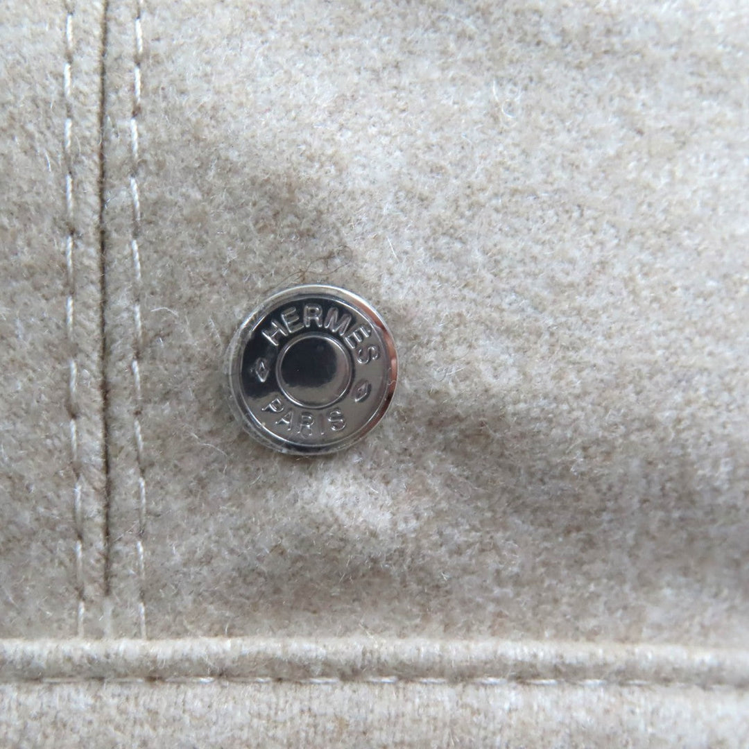 HERMES beret Outer: 100% cashmere, Lining: 65% rayon, Lining: 35% silk, Part: 100% polyester GREGE Saint Honore Charm Women 58 Used Authentic