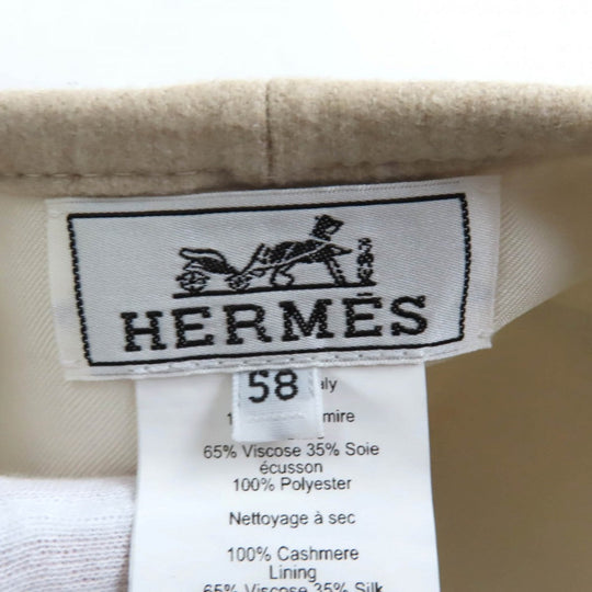 HERMES beret Outer: 100% cashmere, Lining: 65% rayon, Lining: 35% silk, Part: 100% polyester GREGE Saint Honore Charm Women 58 Used Authentic