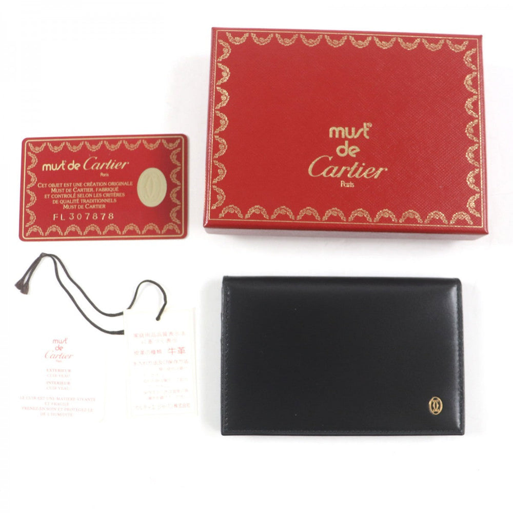 CARTIER name card holder L3000132 leather black Pasha