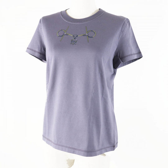 HERMES Short sleeve T-shirt 4H4643DA Main: 100% cotton, part: 98% cotton, part: 2% polyurethane Gris Nuage Cartouche Mall Women 36 Used Authentic