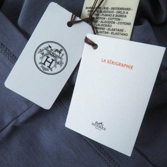 HERMES Short sleeve T-shirt 4H4643DA Main: 100% cotton, part: 98% cotton, part: 2% polyurethane Gris Nuage Cartouche Mall Women 36 Used Authentic