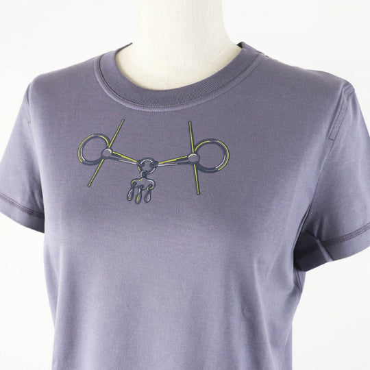 HERMES Short sleeve T-shirt 4H4643DA Main: 100% cotton, part: 98% cotton, part: 2% polyurethane Gris Nuage Cartouche Mall Women 36 Used Authentic