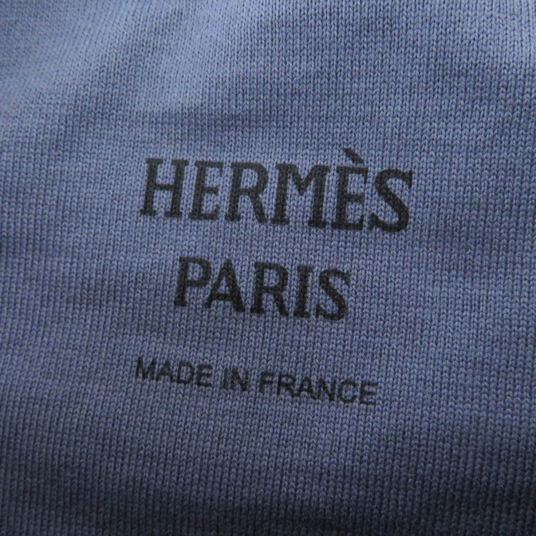 HERMES Short sleeve T-shirt 4H4643DA Main: 100% cotton, part: 98% cotton, part: 2% polyurethane Gris Nuage Cartouche Mall Women 36 Used Authentic
