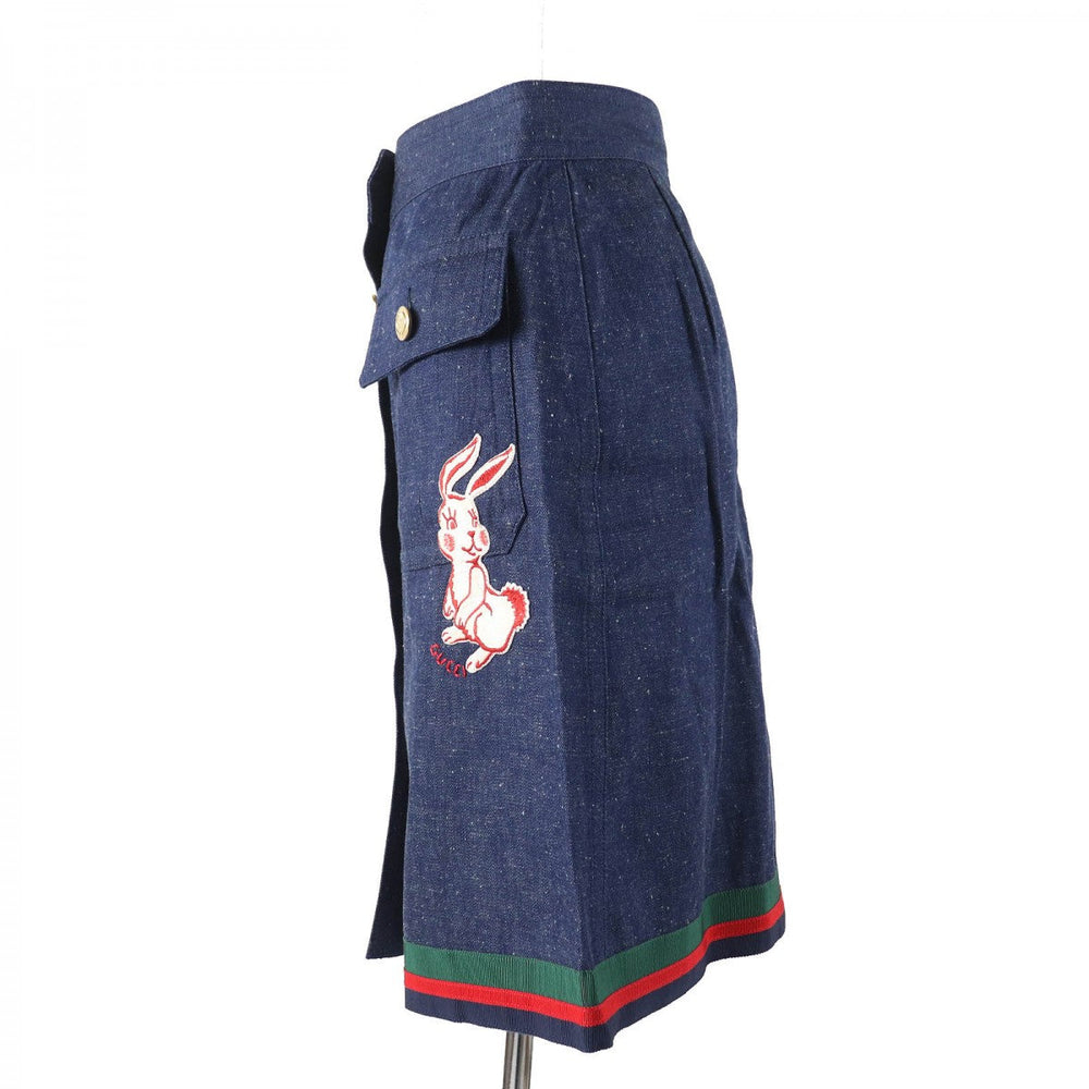 GUCCI skirt 521009 Outer: 100% cotton, some parts: 50% cotton, some parts: 50% rayon, some parts: 100% polyester Indigo blue Women 38 Used Authentic