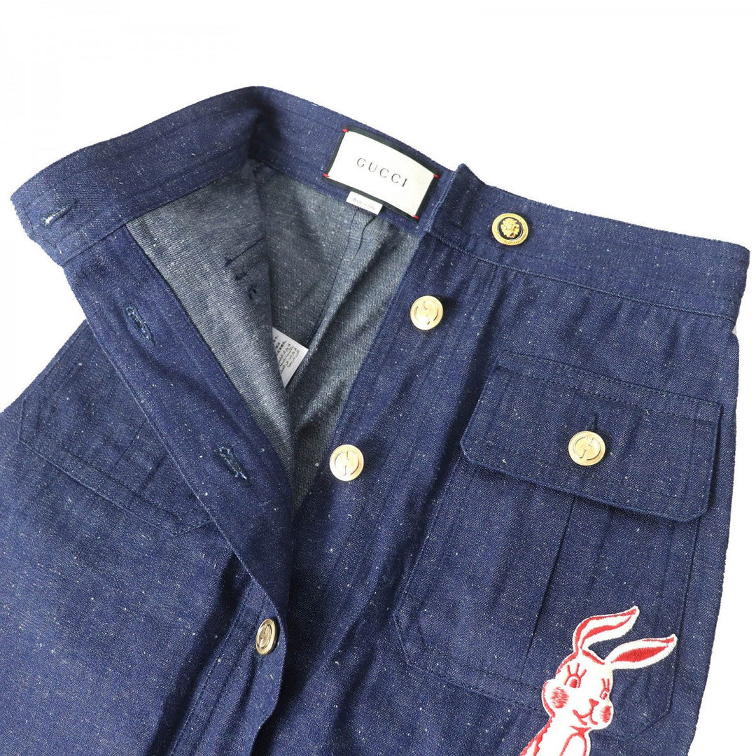 GUCCI skirt 521009 Outer: 100% cotton, some parts: 50% cotton, some parts: 50% rayon, some parts: 100% polyester Indigo blue Women 38 Used Authentic