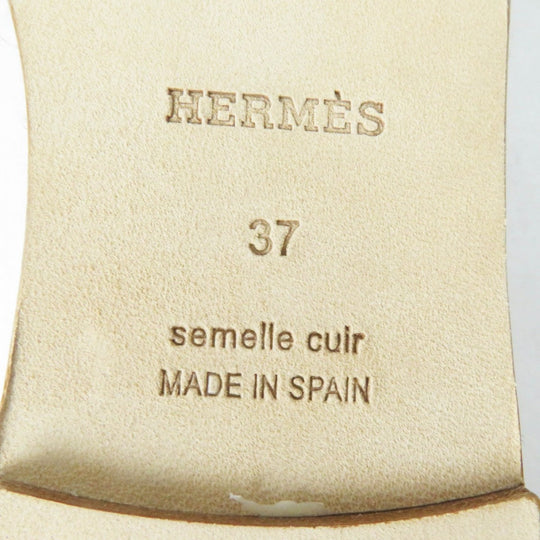 HERMES Slip-on Main: Toile H, Part: Calf leather NOISETTE GOLD Indirizzo Women 37 Used Authentic