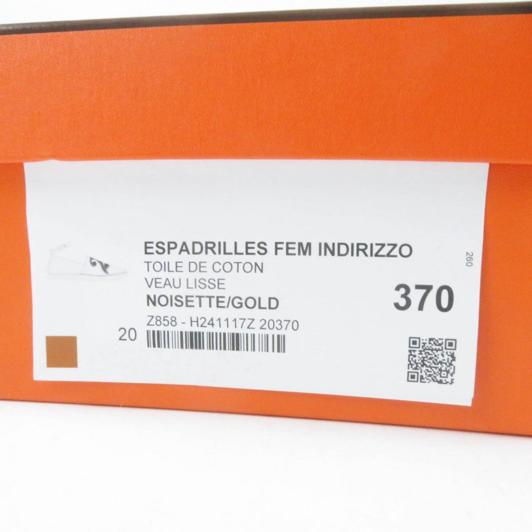 HERMES Slip-on Main: Toile H, Part: Calf leather NOISETTE GOLD Indirizzo Women 37 Used Authentic