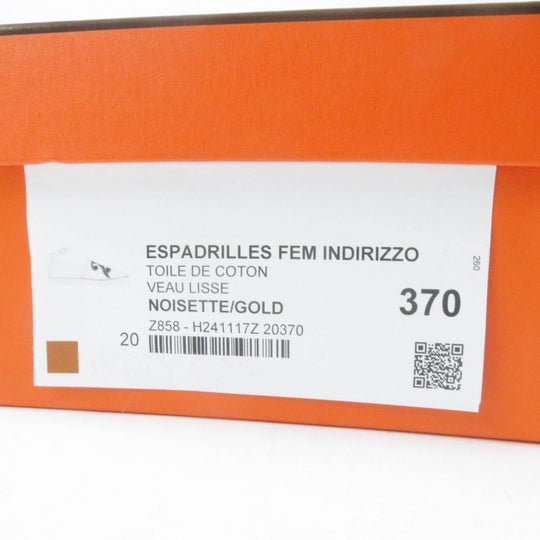 HERMES Slip-on Main: Toile H, Part: Calf leather NOISETTE GOLD Indirizzo Women 37 Used Authentic