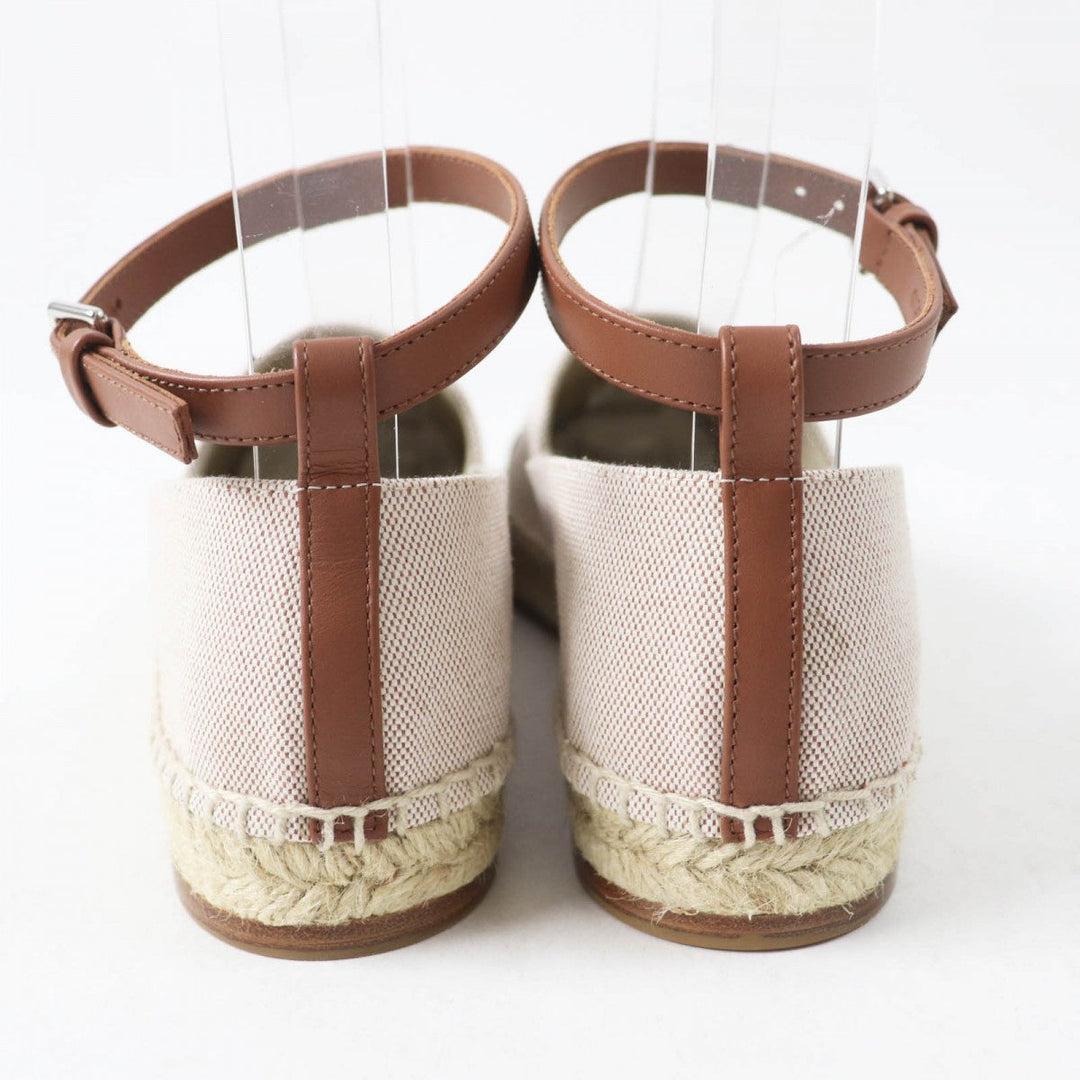 HERMES Slip-on Main: Toile H, Part: Calf leather NOISETTE GOLD Indirizzo Women 37 Used Authentic
