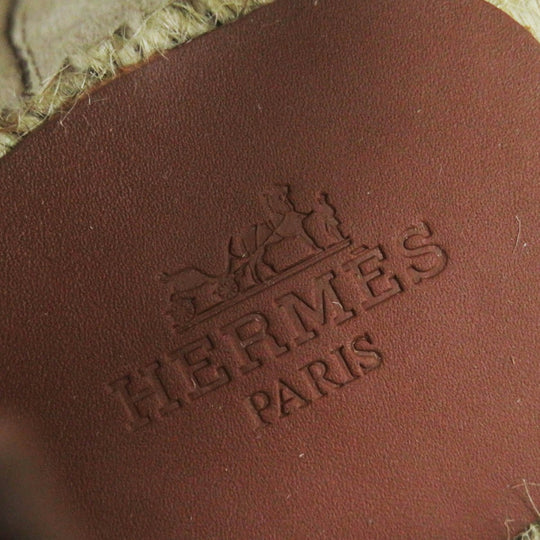 HERMES Slip-on Main: Toile H, Part: Calf leather NOISETTE GOLD Indirizzo Women 37 Used Authentic