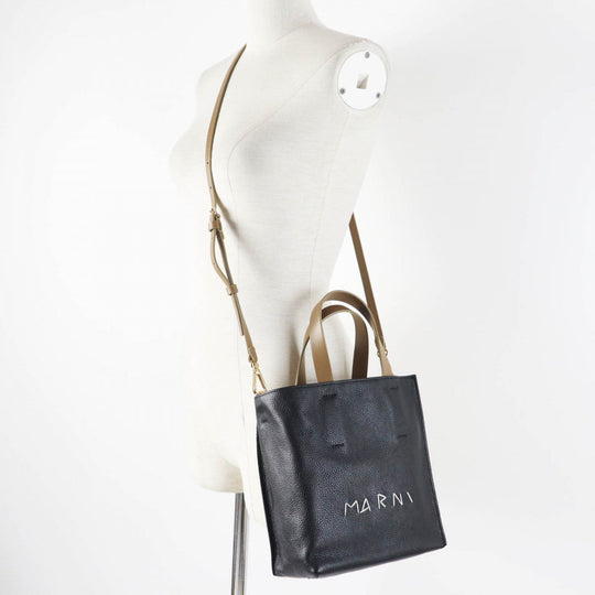 MARNI Shoulder Bag SHMP0040L3P6533 leather black brown beige Museo