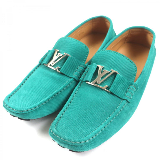 LOUIS VUITTON Flat shoes Main: Suede leather green Monte Carlo Line mens 9.5 Used Authentic
