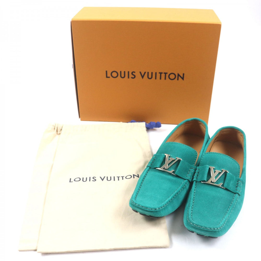 LOUIS VUITTON Flat shoes Main: Suede leather green Monte Carlo Line mens 9.5 Used Authentic