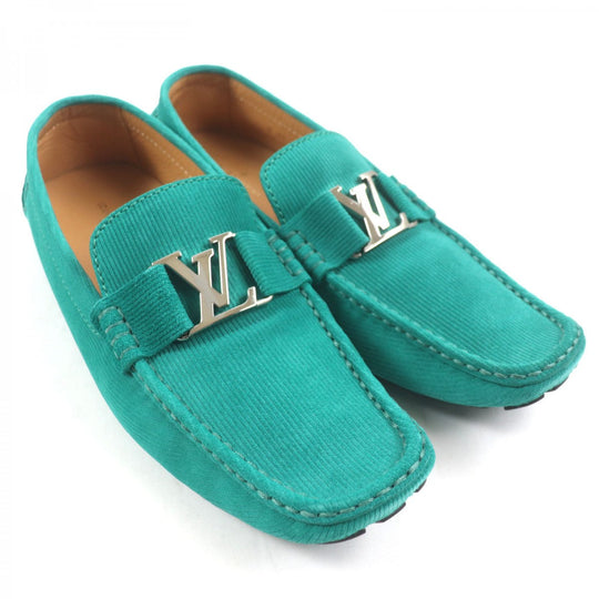 LOUIS VUITTON Flat shoes Main: Suede leather green Monte Carlo Line mens 9.5 Used Authentic