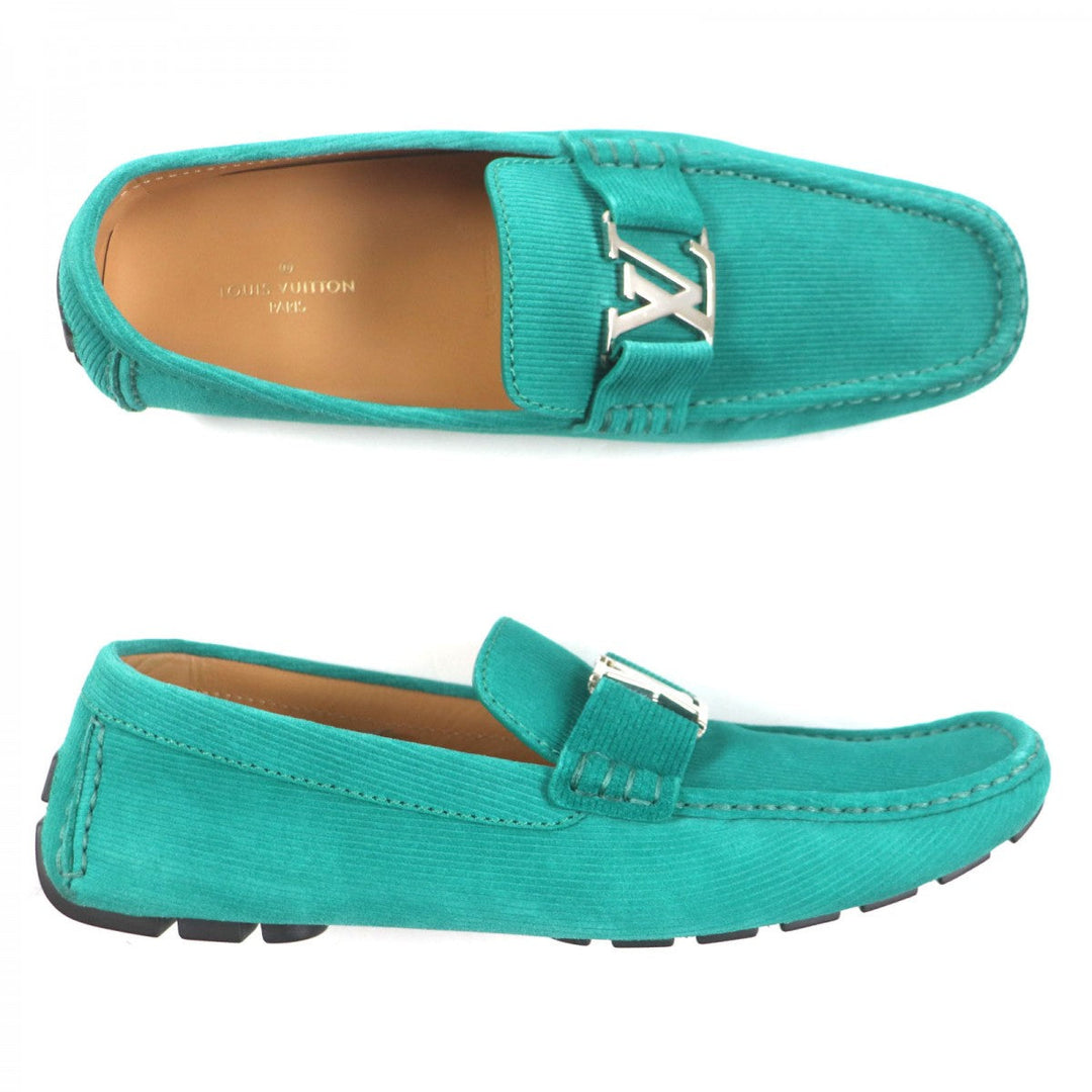 LOUIS VUITTON Flat shoes Main: Suede leather green Monte Carlo Line mens 9.5 Used Authentic