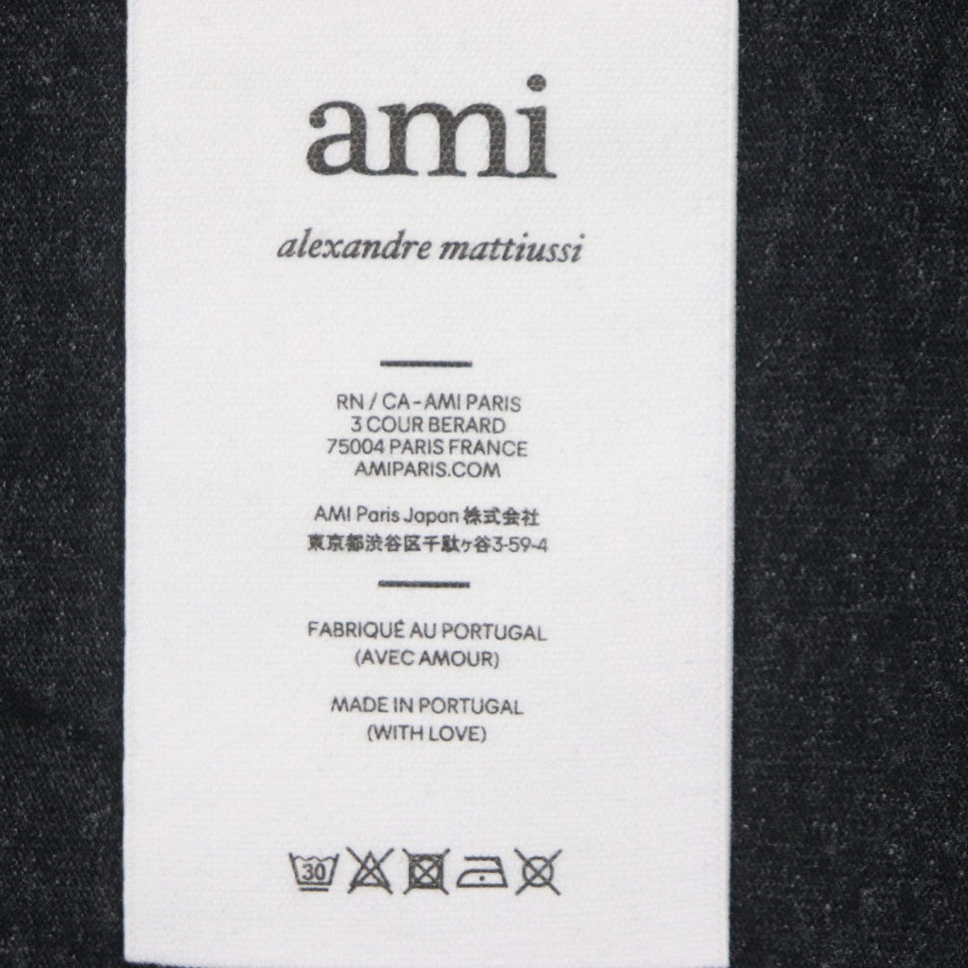 AMI Paris Short sleeve T-shirt UTS011.717 cotton Dark gray mens XS Used Authentic