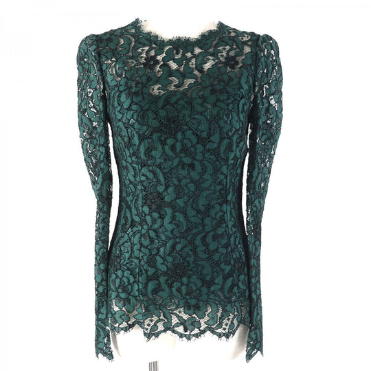 DOLCE&GABBANA Cut Main: 45% rayon, Main: 40% cotton, Main: 10% viscose, Main: 5% nylon, Lining: 76% silk green Women 36 Used Authentic