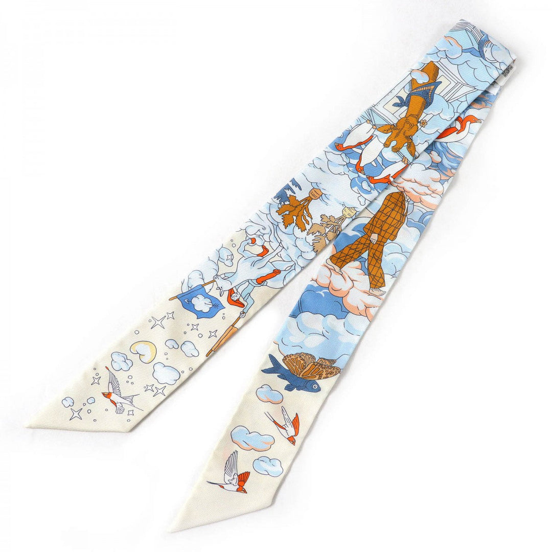 HERMES scarf 063900S silk multicolor Twilly SUR MON NUAGE my clouds
