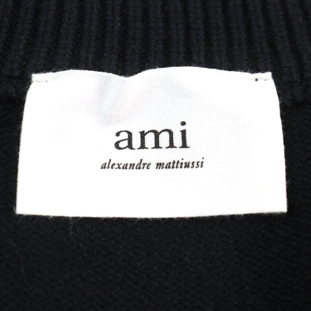AMI Paris cardigan E21HJ128 virgin wool Black red mens(Unisex) L Used Authentic