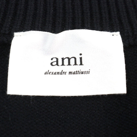 AMI Paris cardigan E21HJ128 virgin wool Black red mens(Unisex) L Used Authentic