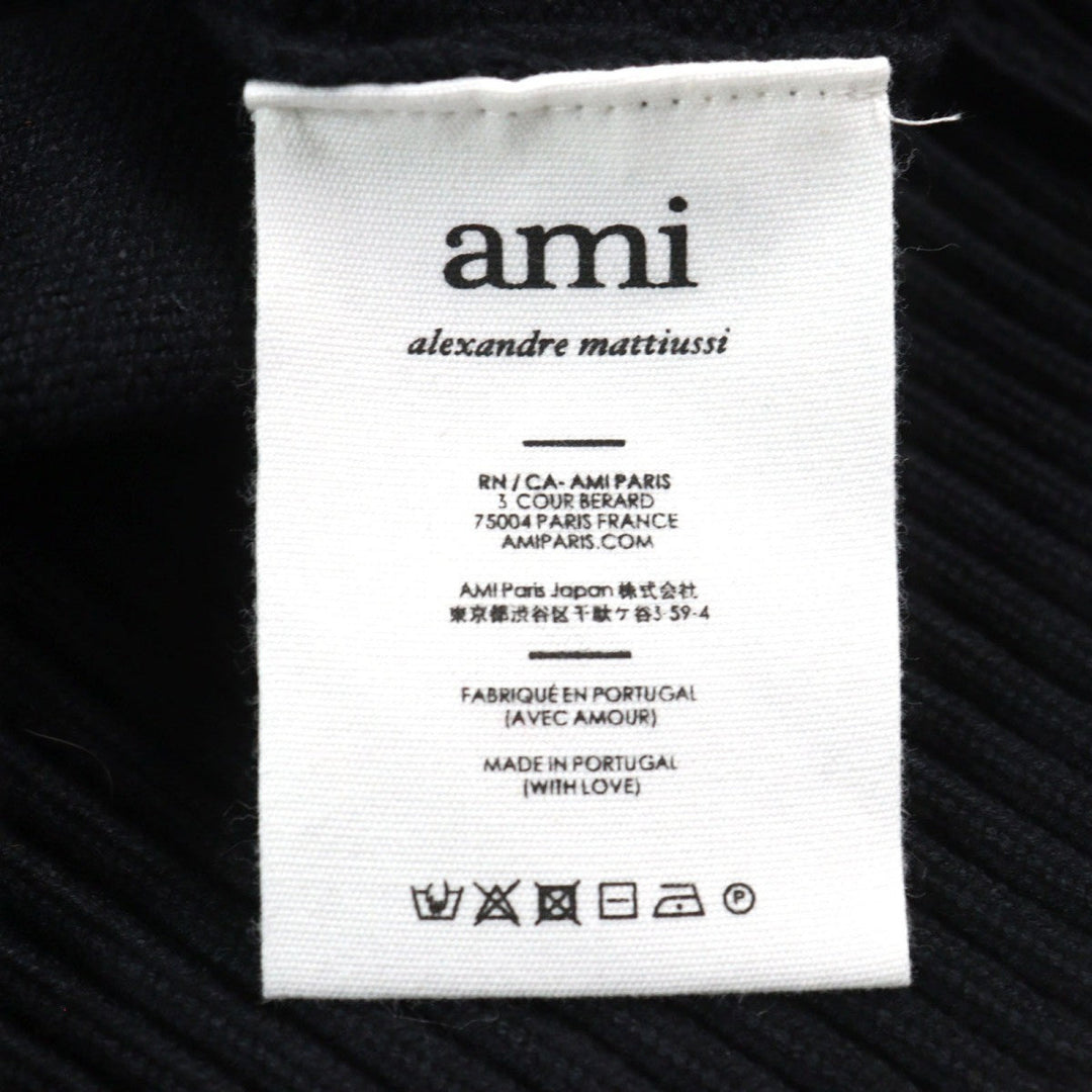 AMI Paris cardigan E21HJ128 virgin wool Black red mens(Unisex) L Used Authentic