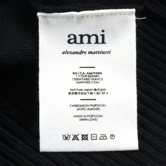 AMI Paris cardigan E21HJ128 virgin wool Black red mens(Unisex) L Used Authentic