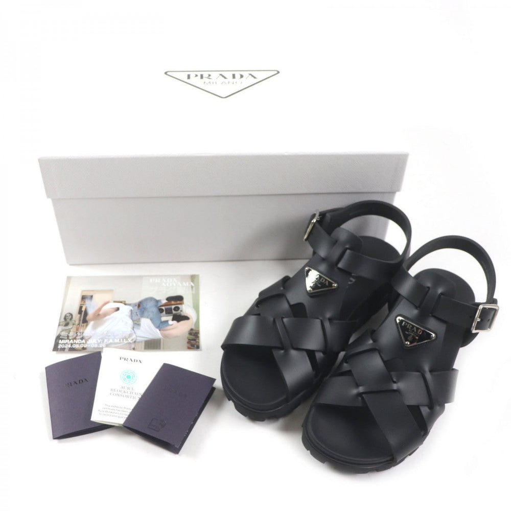 PRADA Sandals 2X3118 Main: Rubber black mens 6 Used Authentic