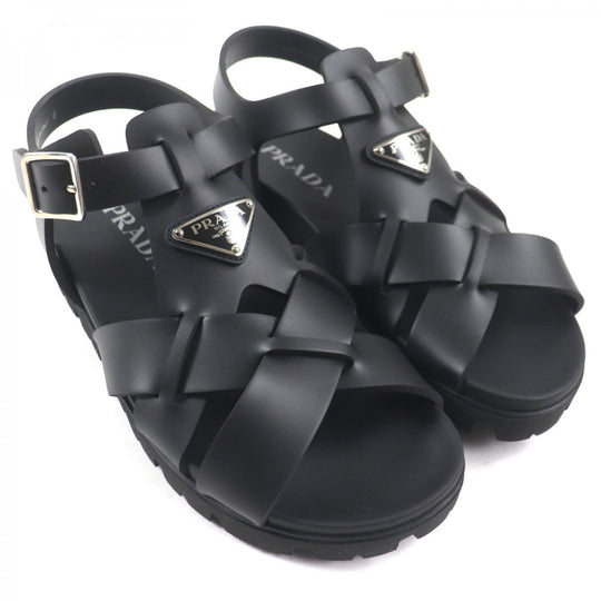 PRADA Sandals 2X3118 Main: Rubber black mens 6 Used Authentic