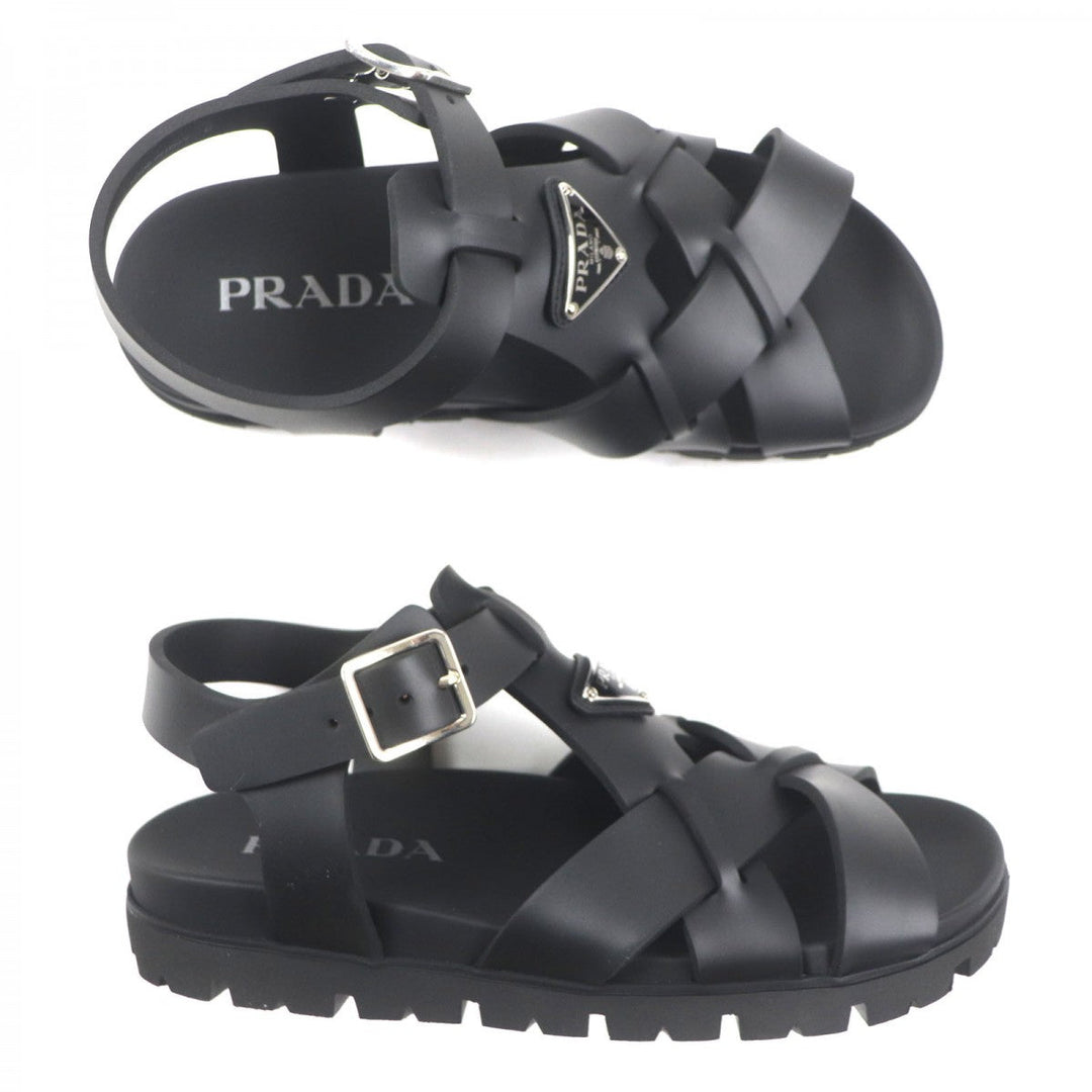 PRADA Sandals 2X3118 Main: Rubber black mens 6 Used Authentic