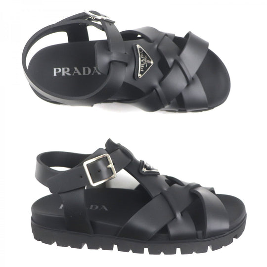 PRADA Sandals 2X3118 Main: Rubber black mens 6 Used Authentic