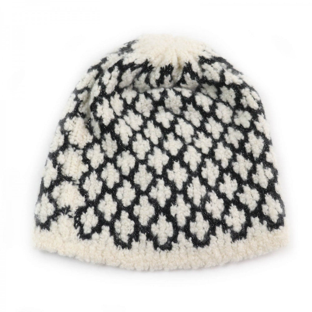 CHANEL Knit cap cashmere White black