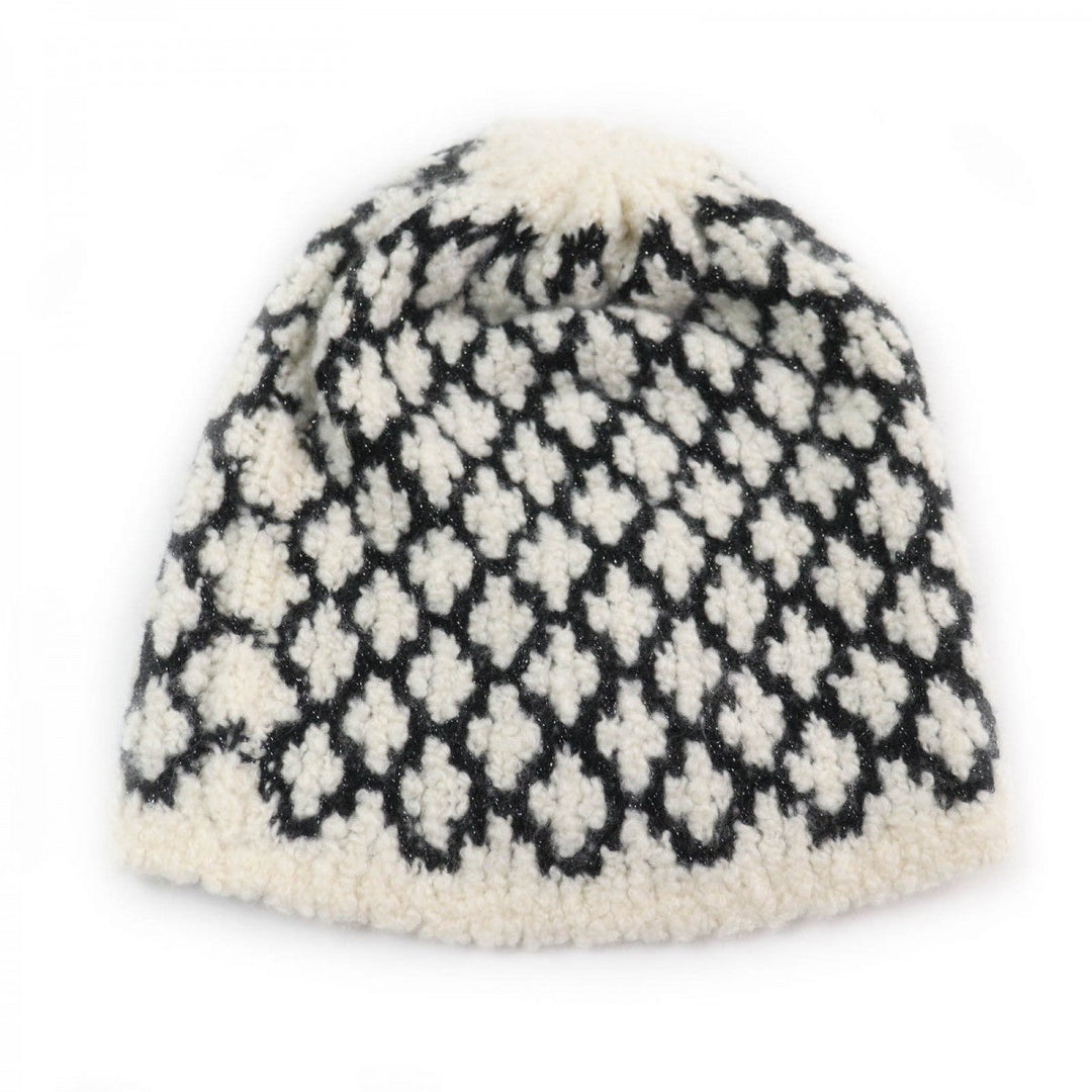 CHANEL Knit cap cashmere White black