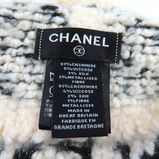 CHANEL Knit cap cashmere White black
