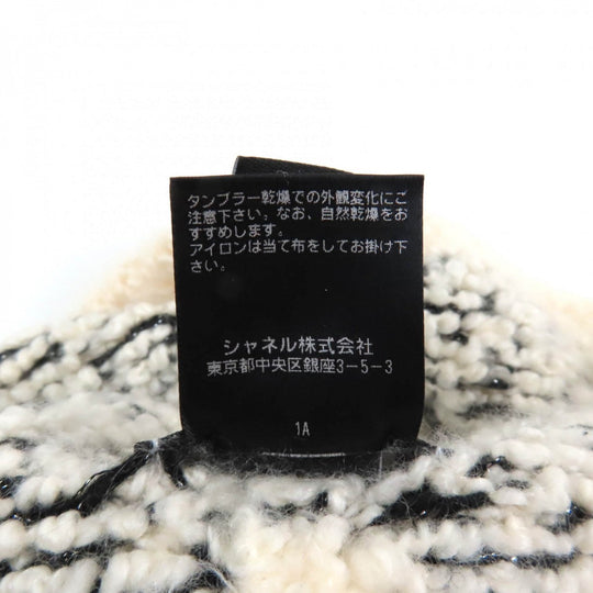 CHANEL Knit cap cashmere White black