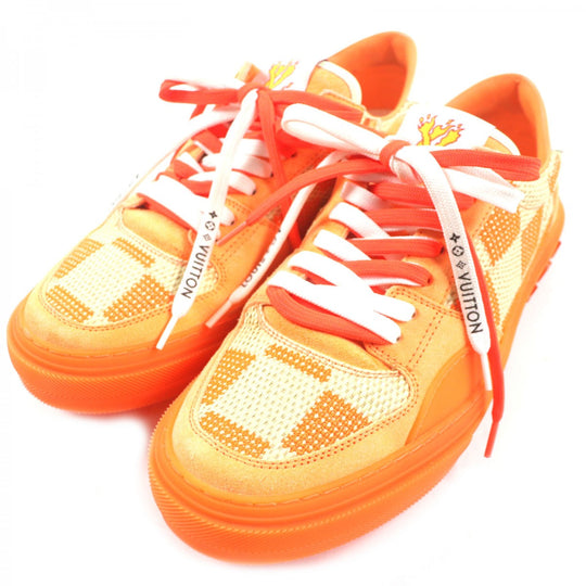 LOUIS VUITTON sneakers 1A8Q4O Suede leather Orange LV Ori Line Damier 7.5