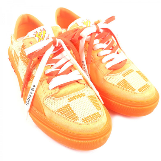 LOUIS VUITTON sneakers 1A8Q4O Suede leather Orange LV Ori Line Damier 7.5