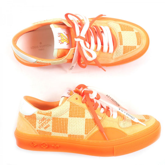 LOUIS VUITTON sneakers 1A8Q4O Suede leather Orange LV Ori Line Damier 7.5